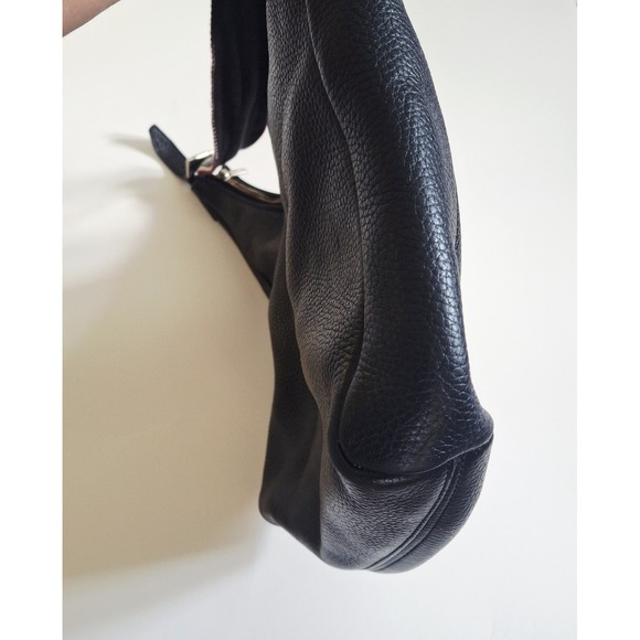Vintage Burberry Black Pebbled Leather Hobo Shoulder Bag - Picture 6 of 16